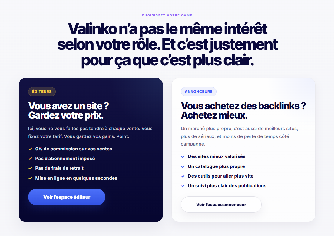 achat de lien avis Valinko